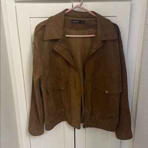 NWOT Brown Suede Bomber Jacket